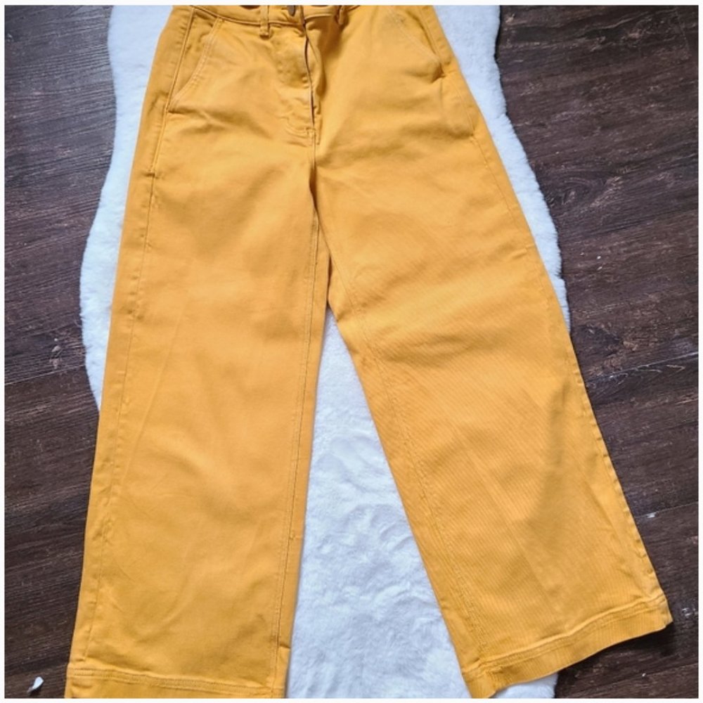 Everlane Cropped Yellow Wide Leg Pants